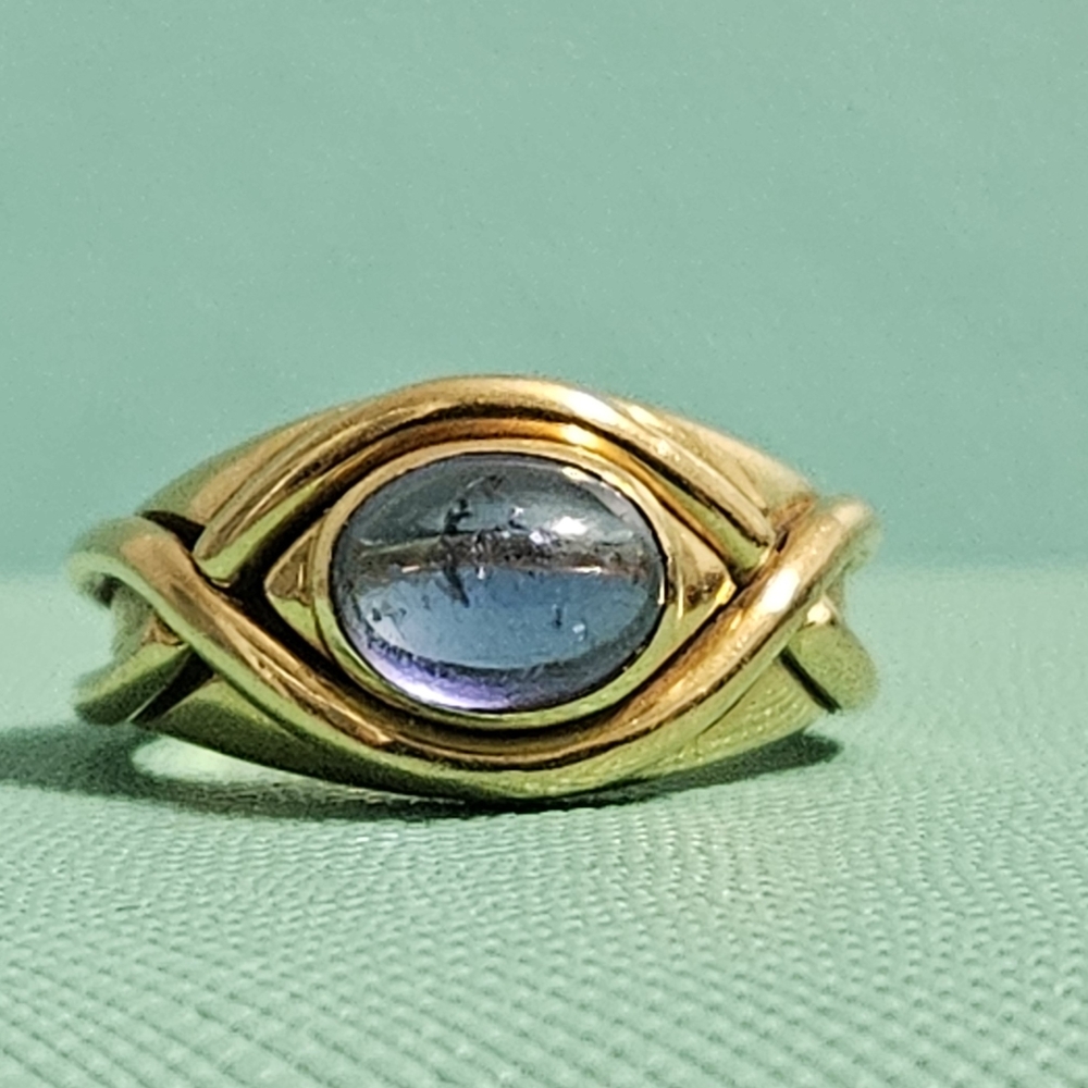 🥰SALE! Tiffany & Co. 18k YG Signature X Cabochon Tanzanite Ring Sz 4.5 RETIRED - Picture 9 of 11